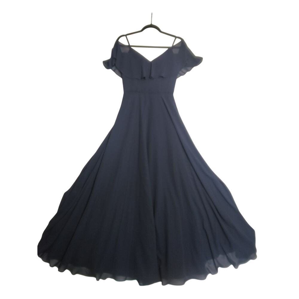 EUC Morilee Madeline Gardner Formal Bridesmaid Gown Sz 2 Navy St 21509 Chiffon